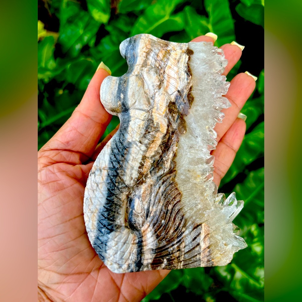 Quartz Crystal Hand Carved Mermaid